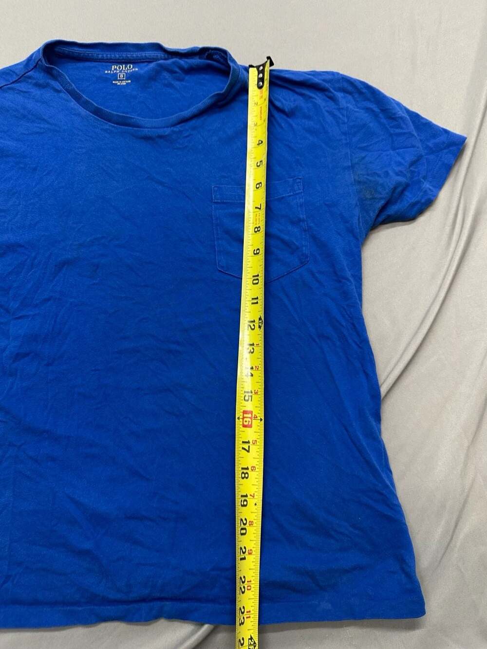 Polo Ralph Lauren Blue Short Sleeve Pocket T-Shirt with Green Pony Logo Size S - Picture 4 of 6